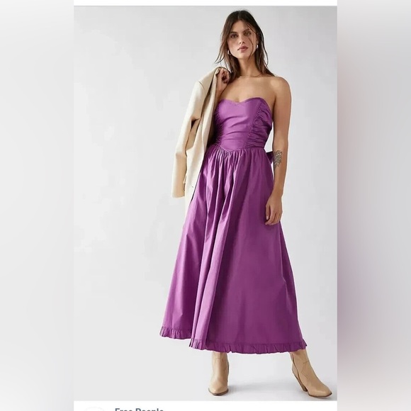 𝓯𝓹 Free People ~ Cohen Poplin Dress in Purple - Picture 3 of 17